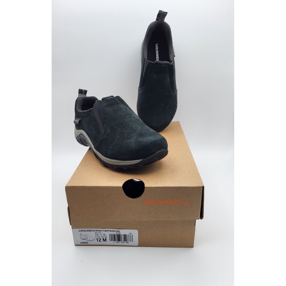 Merrell Jungle Moc Frosty Waterproof (Little Kid/Big Kid) SIZE 12, COLOR BLACK